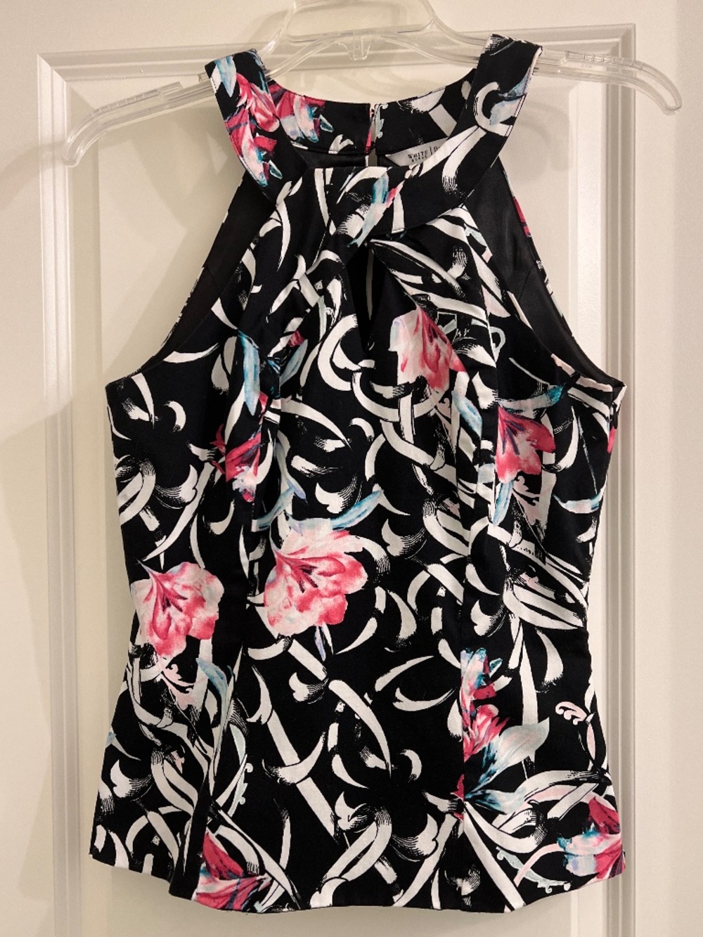 White House Black Market Blouse Top Size 4 Floral All Over Print Sleeveless